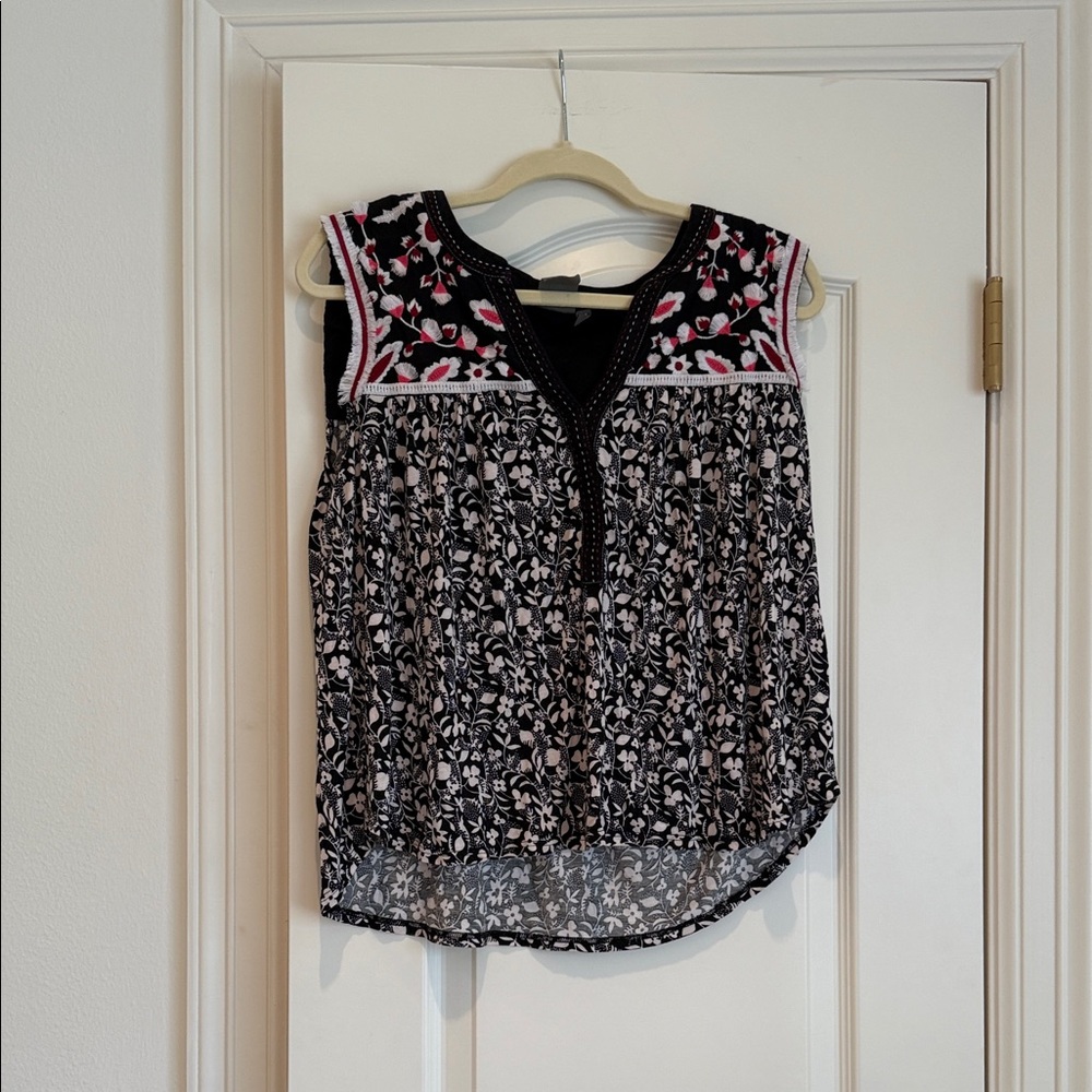 Black and Pink Floral Women's Blouse